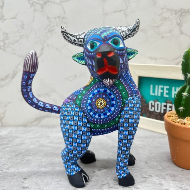 Hand Carved Alebrije Bull Figurine Authentic Mexican Folk Art