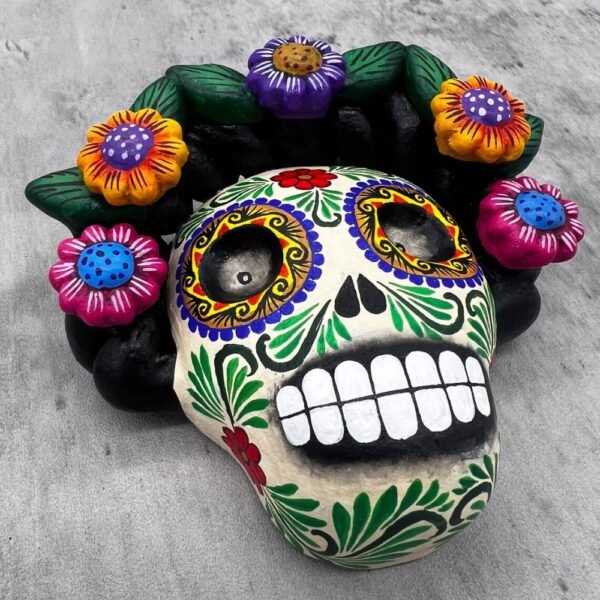 2 Sugar skull, Day of the Dead ornaments, skull as Mexican decoration, human skull sculpture, altar of the dead, 3.54 ”high x 3.54” long