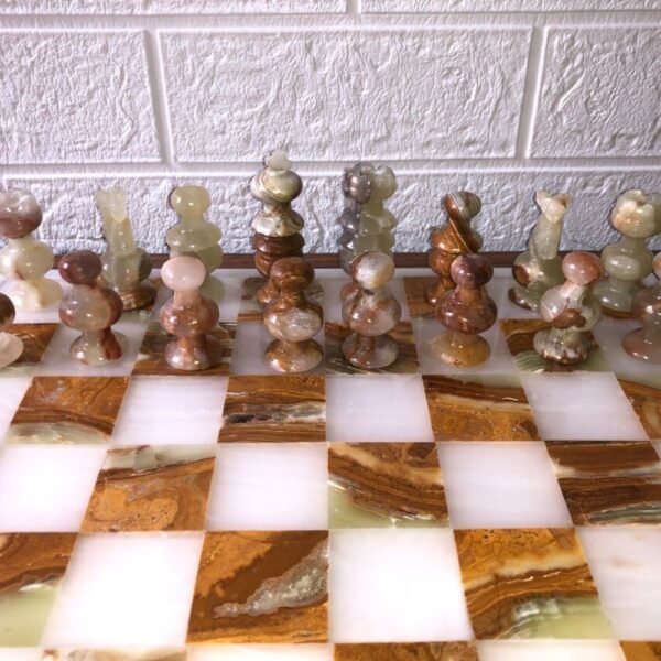 LARGE Chess set 13.77” x 13.77”, Marble Chess set in white and tarta, Stone Chess Set, Chess set handmade