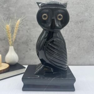 Owl statue, Stone owl, Owl figure, Owl carving, Marble decor, Carved stone animal, Owl table decor