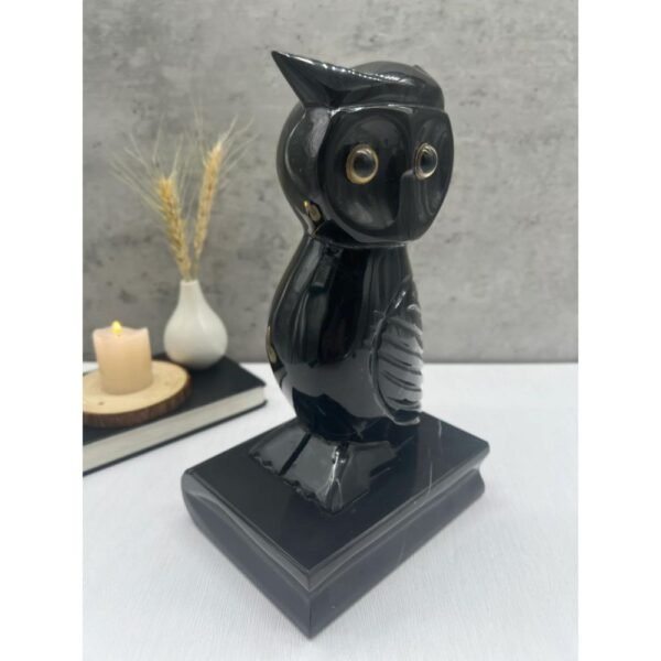 Owl statue, Stone owl, Owl figure, Owl carving, Marble decor, Carved stone animal, Owl table decor
