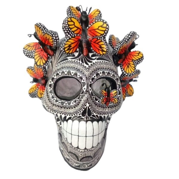 Sugar skull, Catrina, Day of the Dead ornaments, skull as Mexican decoration, human skull sculpture, 6” high