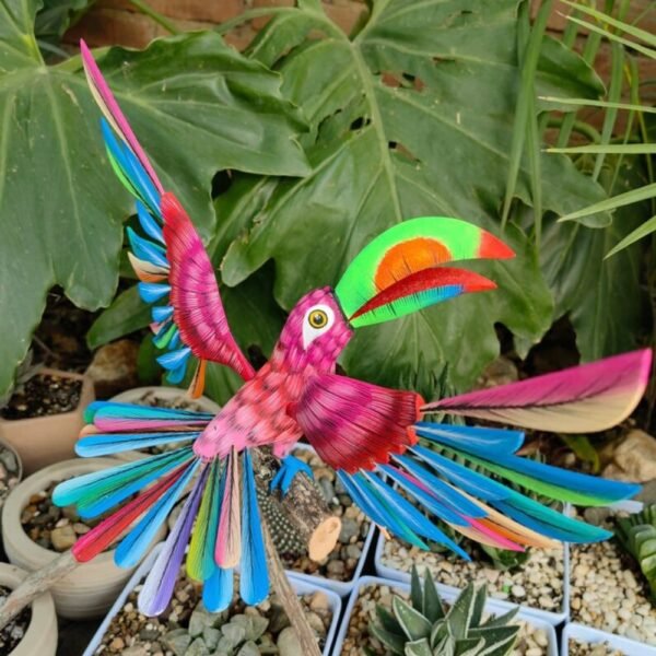 Toucan Bird Statue Mexican Art Alebrije Sculpture, Wooden Parrot Decoration Figure, Made Of Wood And Carved By Hand ASK FOR CUSTOMIZE 02