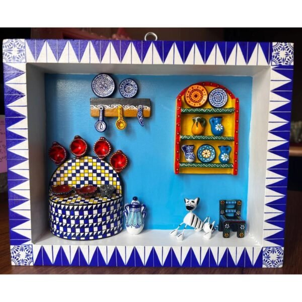 Wall Painting Kitchen In Wood Frame, original designs paintings in Mexican art, acrylic painting /Clay painting