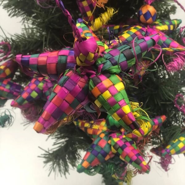 6 Christmas ornaments, Mexican ornaments, Mexican christmas, Made of palm leaves, Ideal for the Christmas tree, inspired by Mexican art