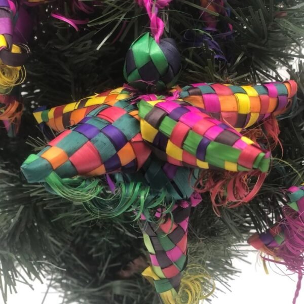 6 Christmas ornaments, Mexican ornaments, Mexican christmas, Made of palm leaves, Ideal for the Christmas tree, inspired by Mexican art