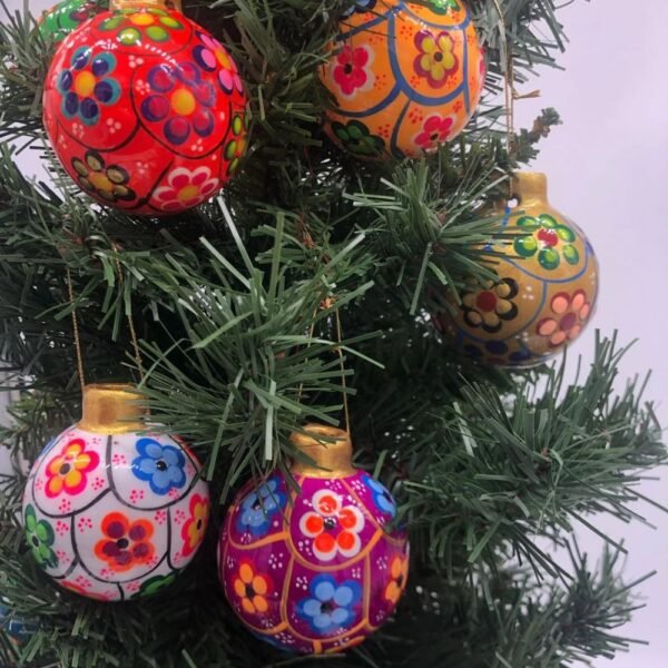 6 pieces of Ceramic Christmas ornaments / Mexican ornaments, inspired by the Talavera of Mexican art, Christmas ornaments