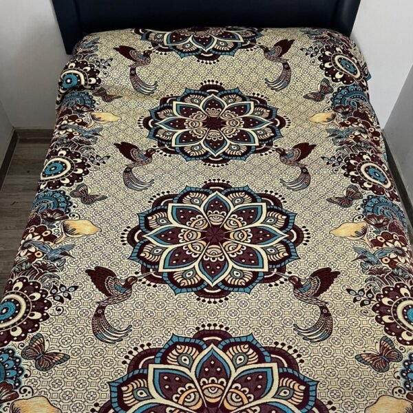 Bed Cover Throw Quilt Hummingbird Mandala Mexican Style Handmade. Soft, Colorful And Warm Blanket For Winter