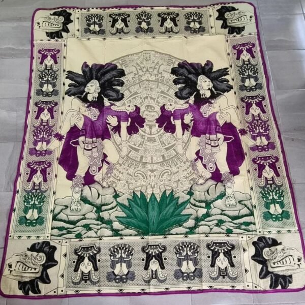 Bed Cover Throw Quilt Popocatépetl e iztaccíhuatl Mexican Culture Handmade. Soft, Colorful And Warm Blanket For Winter