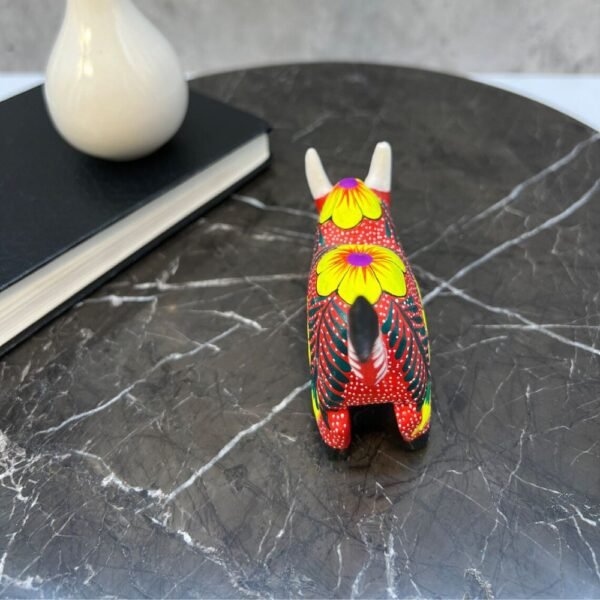 Bull Figurine Mexican Folk Art Alebrije Statue, Wooden Bull As Mexican Decoration Art, Made Of Wood And Carved By Hand