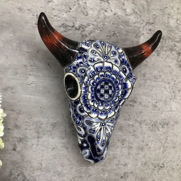 Ceramic cow, Talavera pottery, Mexican Talavera, Mexican pottery, Bull sculpture, Cow statue