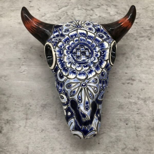 Ceramic cow, Talavera pottery, Mexican Talavera, Mexican pottery, Bull sculpture, Cow statue