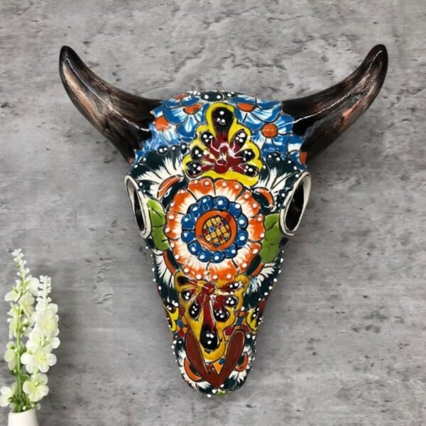 Ceramic cow, Talavera pottery, Mexican Talavera, Mexican pottery, Bull sculpture, Cow statue