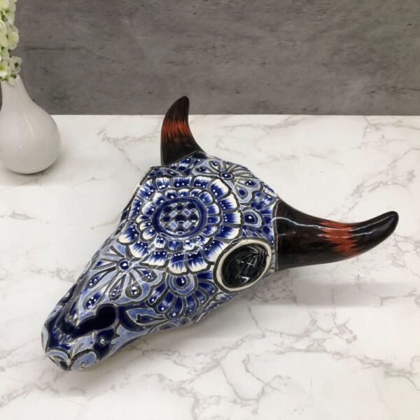 Ceramic cow, Talavera pottery, Mexican Talavera, Mexican pottery, Bull sculpture, Cow statue