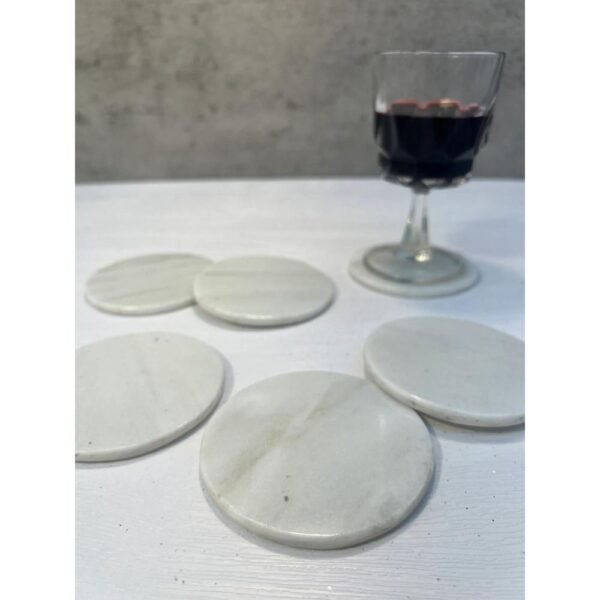 Elegant coasters, Cup holder coaster, Marble coaster set, Stone coaster set, Gemstone coasters, 7 pieces in white