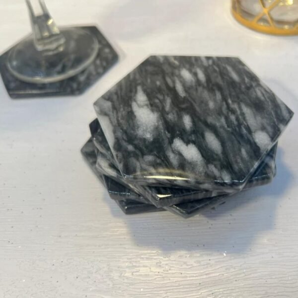 Elegant coasters, Cup holder coaster, Marble coaster set, Stone coaster set, Gemstone coasters, 7 pieces in gray