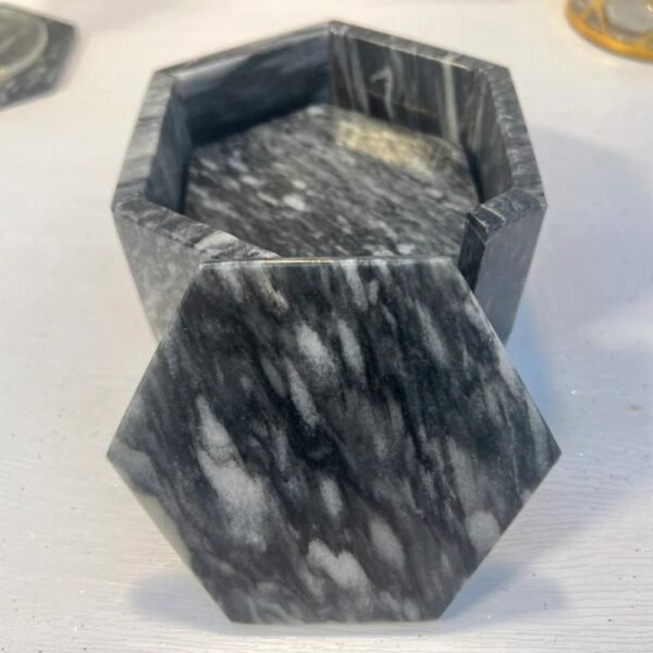 Elegant coasters, Cup holder coaster, Marble coaster set, Stone coaster set, Gemstone coasters, 7 pieces in gray