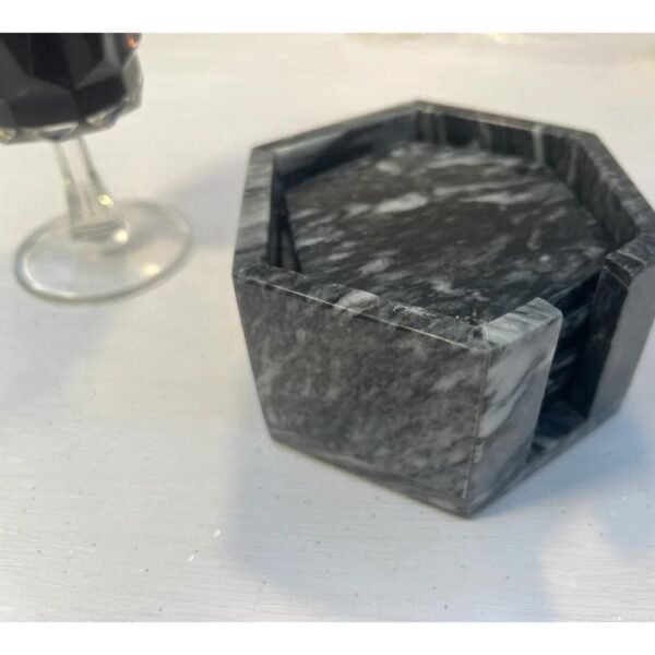 Elegant coasters, Cup holder coaster, Marble coaster set, Stone coaster set, Gemstone coasters, 7 pieces in gray