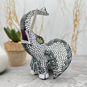 Elephant Sculpture Mexican Folk Art Alebrije Figurine, Wooden As Mexican Decoration Statue, Made Of Wood And Carved By Hand