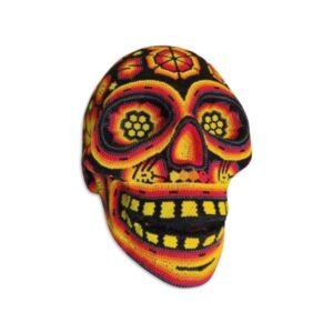 Human skull Huichol Sculpture Of Mexican Folk Art, Skull head Wixarika As A Mexican Decorative Figure , Made Of Resin And Beads