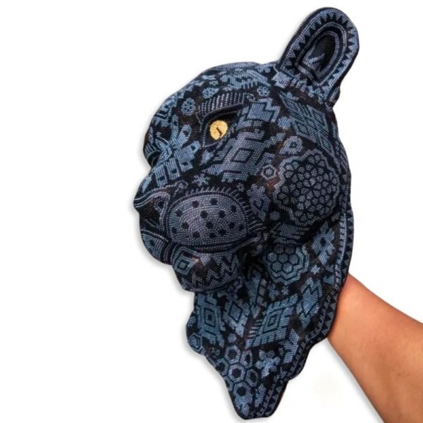 Jaguar Statue Huichol Sculpture Of Mexican Folk Art, Panther Wixarika As A Mexican Decorative Figure , Made Of Resin And Beads