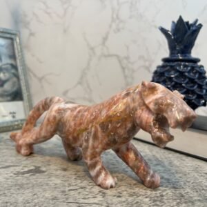 Jaguar sculpture, Stone panther, Marble Animal, Natural Genuine Rock And Hand Carved. Home Decor