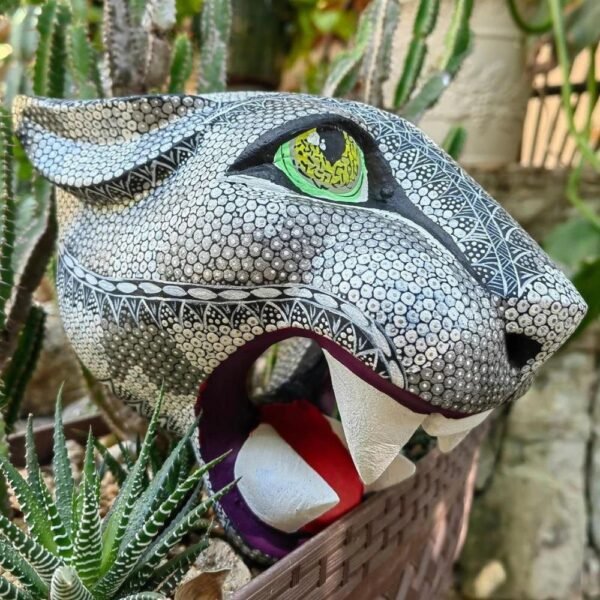 Large Jaguar Head Statue Mexican Folk Art Alebrije Sculpture, Wooden Panther Decoration Figurine, Made Of Wood Carved By Hand WE CUSTOMIZE