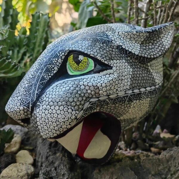 Large Jaguar Head Statue Mexican Folk Art Alebrije Sculpture, Wooden Panther Decoration Figurine, Made Of Wood Carved By Hand WE CUSTOMIZE