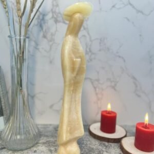 Luxury Guadalupe Virgin sculpture, harmony Mary Virgin stone, Marble Joy, Natural Genuine Rock And Hand Carved. Large Piece Home Decor