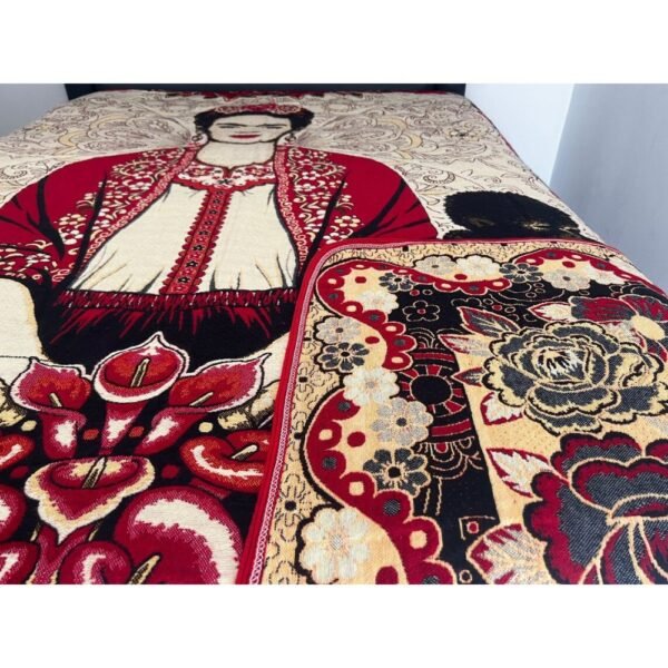 Mexican blanket, Frida Kahlo design, Bed cover, Full size blanket