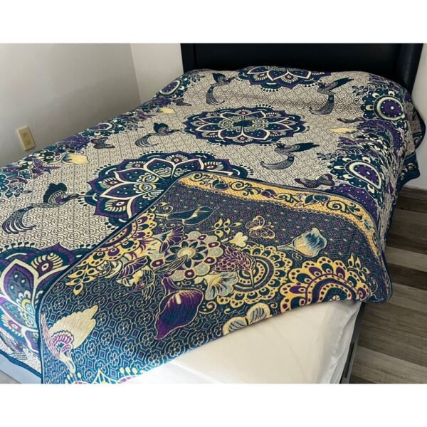 Mexican blanket, Hummingbird design, Bed cover, Full size blanket