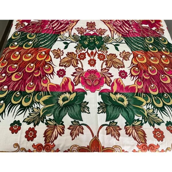 Mexican King Size Blanket - Peacock Design, Handmade Bed Cover - Image 5