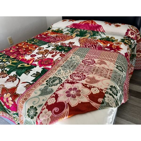 Mexican King Size Blanket - Peacock Design, Handmade Bed Cover - Image 8