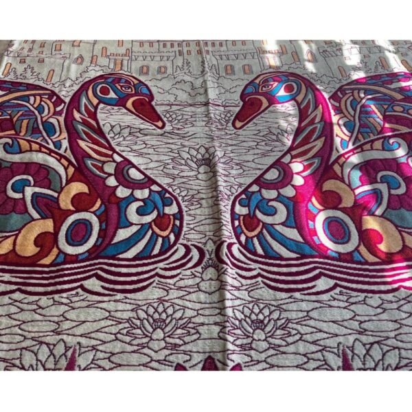 Mexican blanket, Swan Bird design, Bed cover, Full size blanket