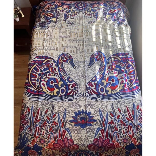 Mexican blanket, Swan Bird design, Bed cover, Full size blanket