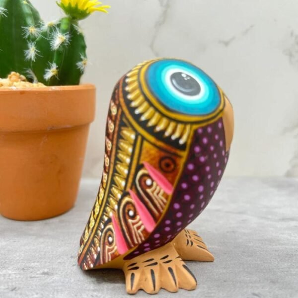 Owl Figurine Mexican Folk Art Alebrije Statue, Wooden Bird As Mexican Decoration Art, Made Of Wood And Carved By Hand