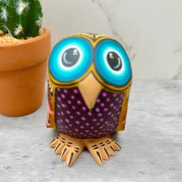 Owl Figurine Mexican Folk Art Alebrije Statue, Wooden Bird As Mexican Decoration Art, Made Of Wood And Carved By Hand