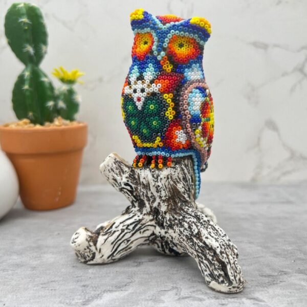 Owl Statue Huichol Sculpture Of Mexican Folk Art, Owl Wixarika As A Mexican Decorative Figure