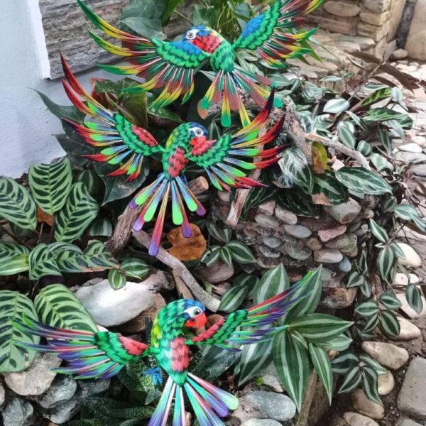 Parakeet Bird Statue Mexican Art Alebrije Sculpture, Wooden Parrot Decoration Figure, Made Of Wood And Carved By Hand