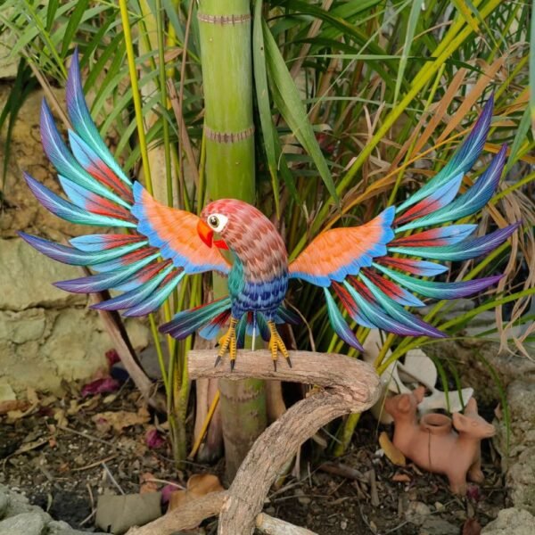 Parakeet Bird Statue Mexican Art Alebrije Sculpture, Wooden Parrot Decoration Figure, Made Of Wood