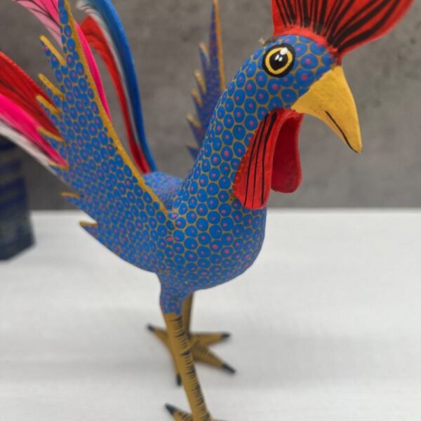 Rooster Statue Huichol Sculpture Of Mexican Folk Art, Chicken Wixarika As A Mexican Decorative Figure , Made Of Resin And Beads