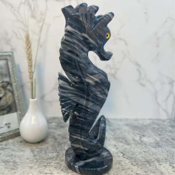 Sea Horse sculpture, Stone sea horse, Marble Animal, Natural Genuine Rock And Hand Carved. Home Decor