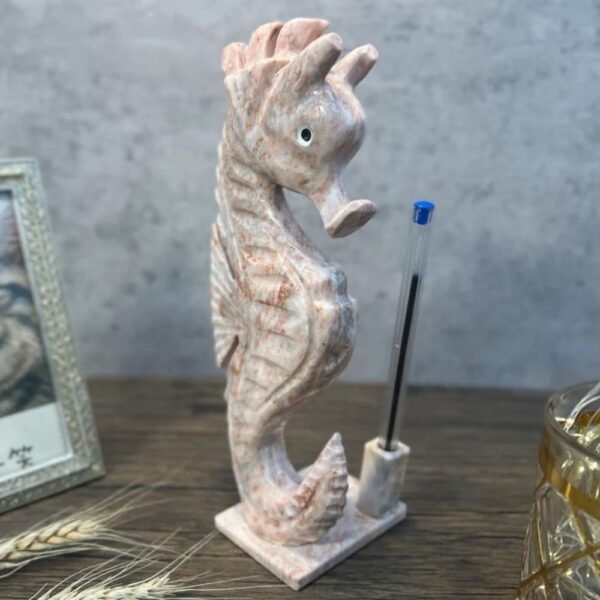 Sea Horse sculpture, Stone sea horse, Marble Animal, Natural Genuine Rock And Hand Carved. Home Decor