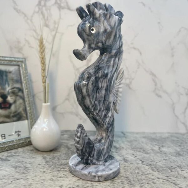 Sea Horse sculpture, Stone sea horse, Marble Animal, Natural Genuine Rock And Hand Carved. Home Decor