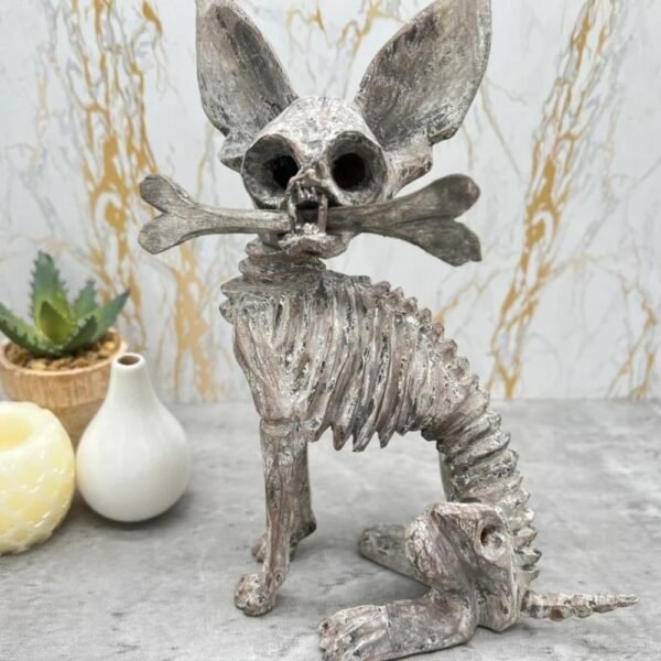 Skeletal/Bone Dog statue Alebrije Sculpture, Wooden Chihuahua Mexican Pet Figure, Made Of Wood And Carved By Hand ASK FOR CUSTOMIZE