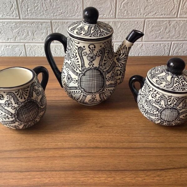 15 pieces, Mothers day gif, Ceramic Teapot and Espresso Cup Set, Mexican pottery, Talavera