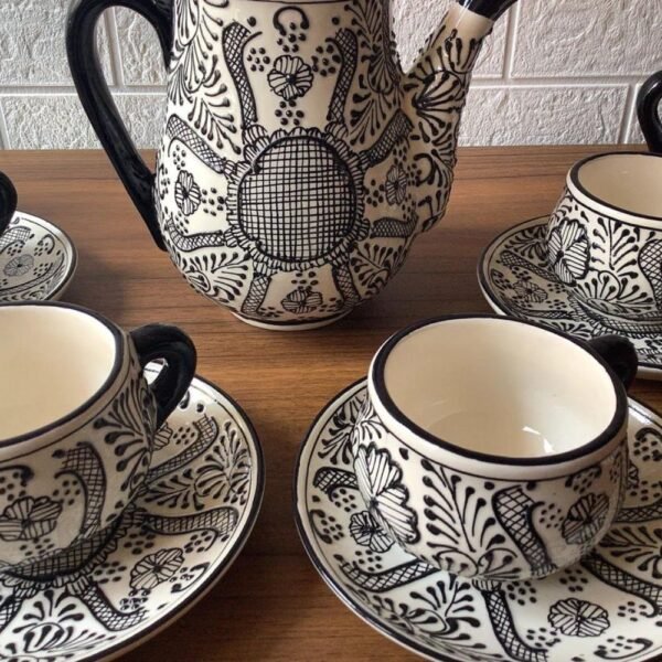 15 pieces, Mothers day gif, Ceramic Teapot and Espresso Cup Set, Mexican pottery, Talavera