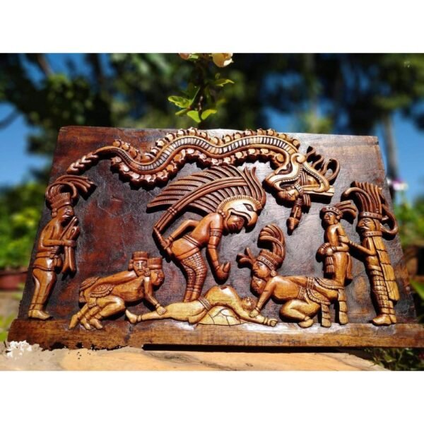 Aztec Art, Mayan art, Mexican painting, The sacrifice, Prehispanic, Wood carving, Handcrafted ASK FOR CUSTOMIZE