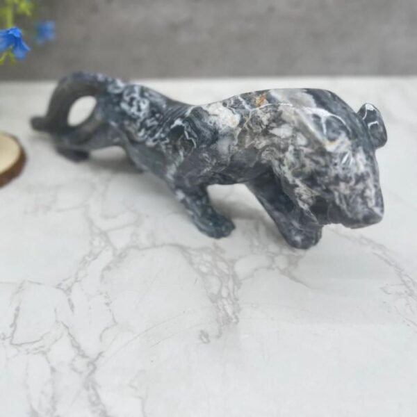 BIG Jaguar sculpture, Stone panther, Marble Animal, Natural Genuine Rock And Hand Carved. Home Decor