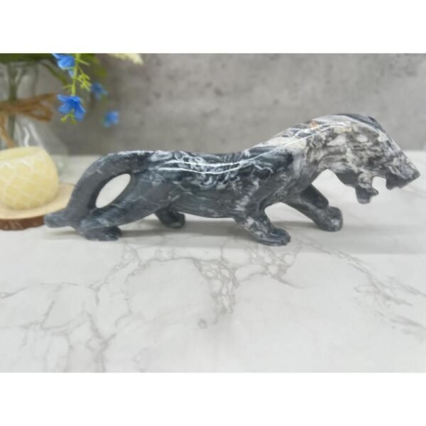 BIG Jaguar sculpture, Stone panther, Marble Animal, Natural Genuine Rock And Hand Carved. Home Decor